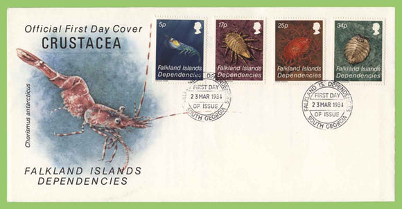 Falkland Island Dependency   1984 Crustacea set on First Day Cover, South Georgia
