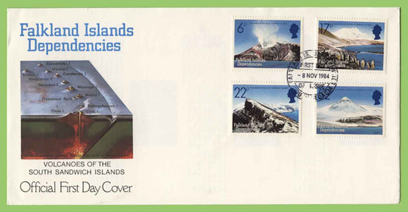 Falkland Island Dependency  1984 Volcanoes of Sandwich Islands set on First Day Cover, South Georgia