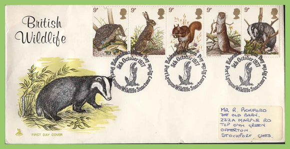 G.B. 1977 British Wildlife set on Mercury First Day Cover, Port Lympne