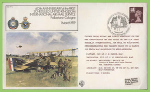 G.B. 1979 60th Anniversary RAF Flight Folkstone - Cologne, Flown cover