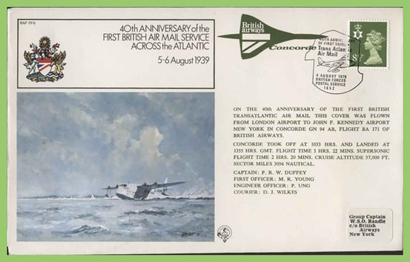 G.B.1979 40th Anniversary First Airmail Service across the Atlantic, Flown cover, FF6
