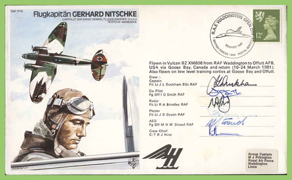 G.B. 1981 Test Pilot, 'Gehard Nitschke' RAF Waddington flown and signed cover, TP16