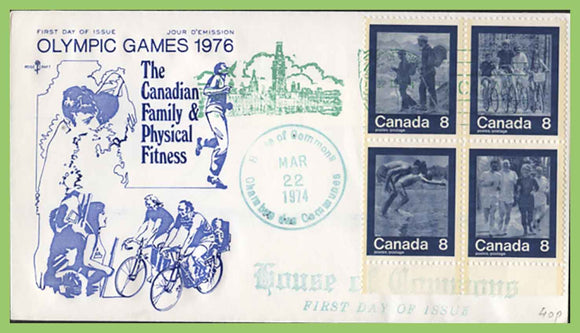 Canada 1974 Physical Fitness set, Olympic Games 1976 set First Day Cover
