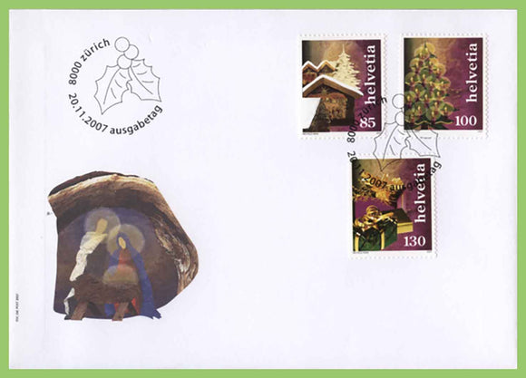 Switzerland 2007 Christmas set on First Day Cover