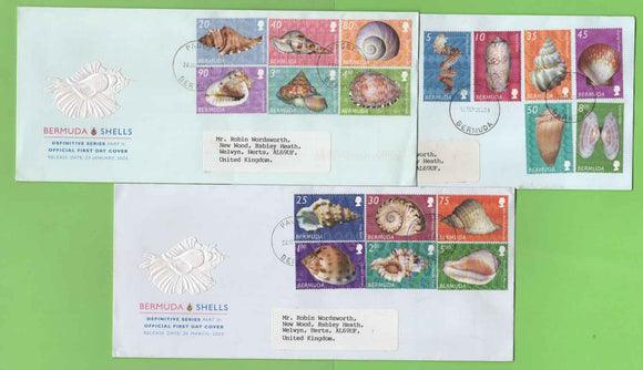 Bermuda 2002 Shells set on three First Day Covers