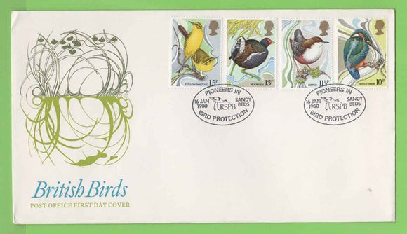 G.B. 1980 Birds set on Post Office u/a First Day Cover, RSPB Sandy