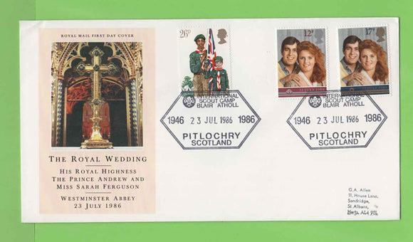 G.B. 1986 Royal Wedding/ Blair Atholl (wedding day) commemorative cover