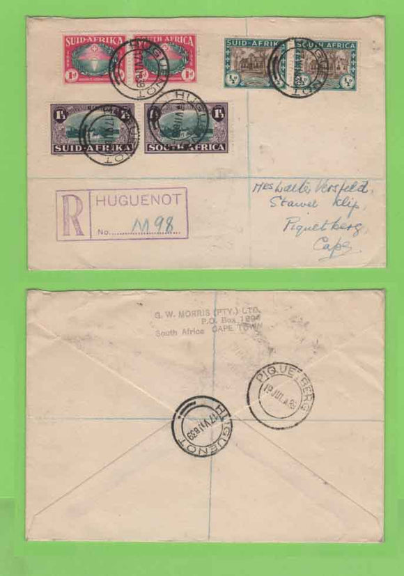 South Africa 1939 Hugenot Landings pairs set on reg. First Day Cover