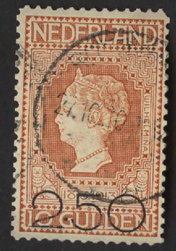 Netherlands 1920 10g. Queen Wilhelmina 2.50 on 10g overpr5int fine used, sg237