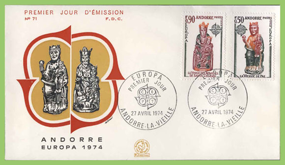 Andorra (French) 1964 Europa. Church Sculptures set on First Day Cover