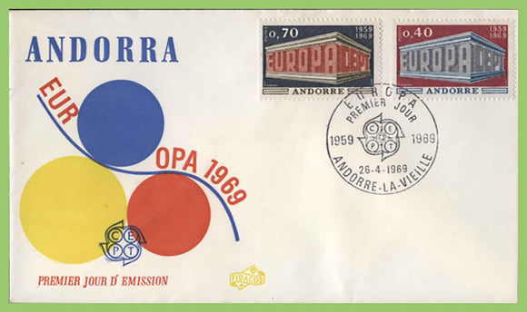 Andorra (French) 1969 Europa set on First Day Cover