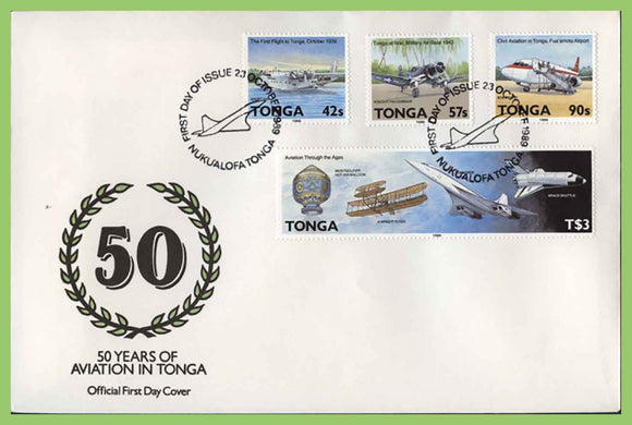 Tonga  1989 Aviation in Tonga set on First Day Cover