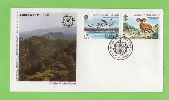 Cyprus 1986 Europa, Nature Protection set on First Day Cover