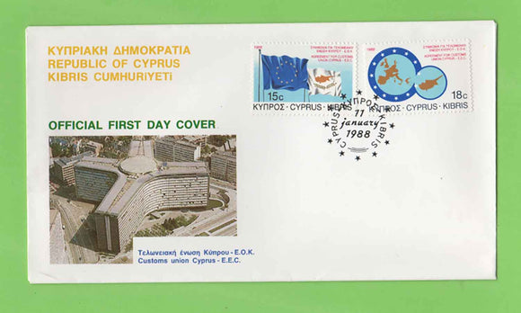 Cyprus 1988 EEC Customs Union Agreement set on First Day Cover