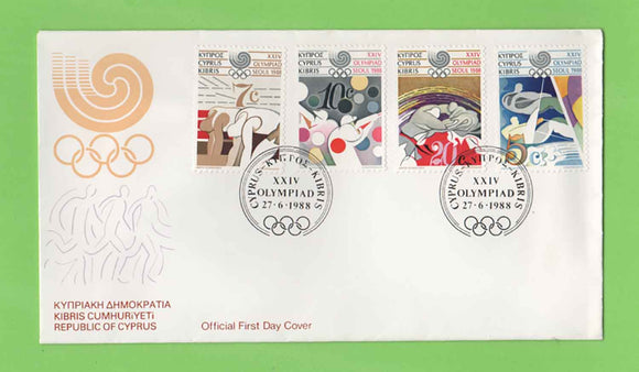 Cyprus 1988 Seoul Olympics set on First Day Cover