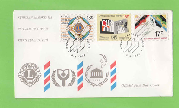 Cyprus 1990 Anniversaries and Events (inc Lions.) First Day Cover