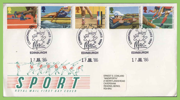 G.B. 1986 Commonwealth Games set on Royal Mail First Day Cover, MAC Edinburgh