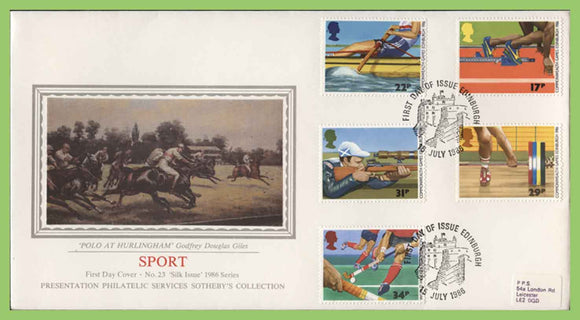 G.B. 1986 Commonwealth Games set on PPS silk First Day Cover, Edinburgh