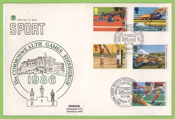 G.B. 1986 Commonwealth Games set on Stuart First Day Cover, Waltham Forest