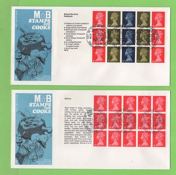 G.B. 1969 Stamps for Cooks Book Pane set on four First Day Covers, Milk Marketing Board