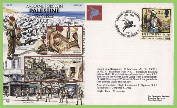 G.B. 1992 RAF Airborne Forces in Palestine, JS(AC)167 Flown anniversary cover