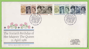G.B. 1986 QEII 60th Birthday set on Royal Mail First Day Cover, Windsor