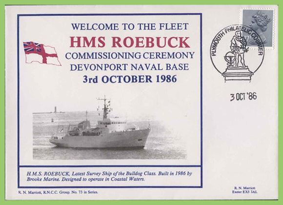 G.B. 1986 Commissioning Ceremony HMS Roebuck, commemorative cover