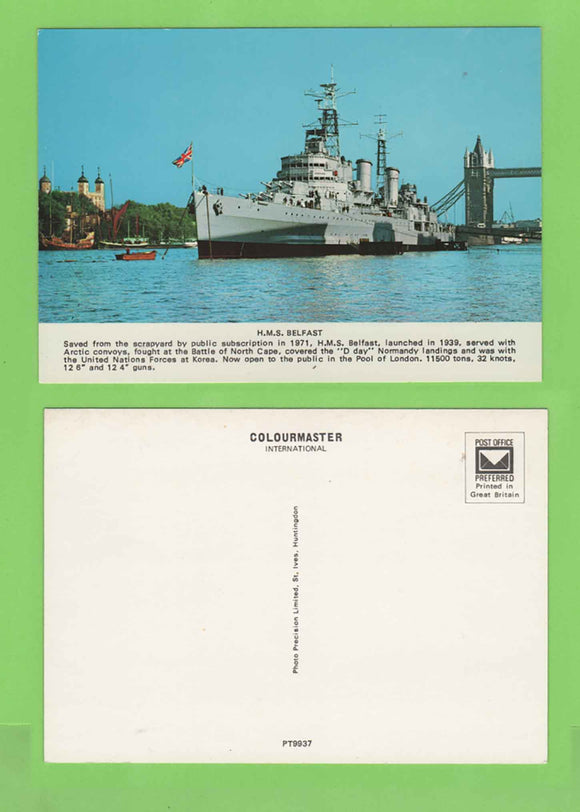 G.B.  Royal Navy, HMS Belfast postcard unused