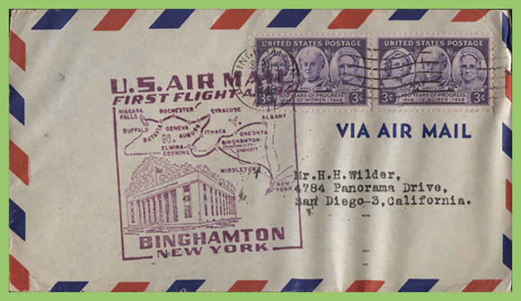 U.S.A. 1948 First Flight AM 94, Binghampton to New York, cachet cover