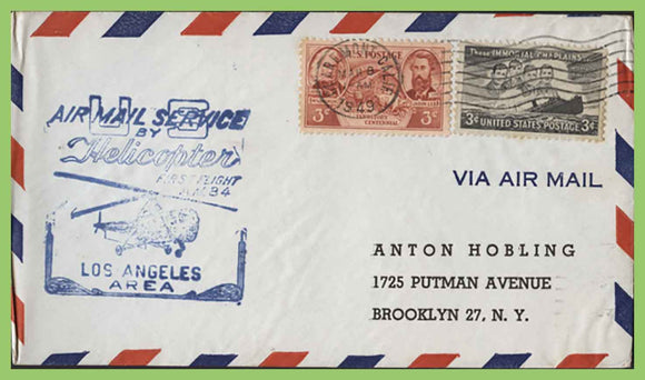 U.S.A. 1949 First Flight AM 84, Claremont to Los Angeles, cachet cover