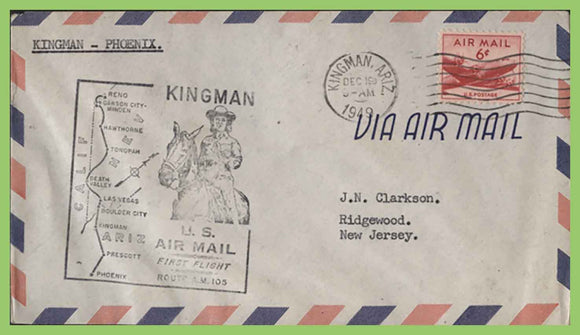 USA 1949 First Flight AM 105, Kingman-Phoenix  cachet cover