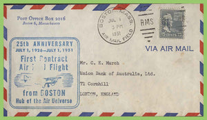 USA 1953 25th Anniversary of First Contract Airmail Flight, Boston cachet cover
