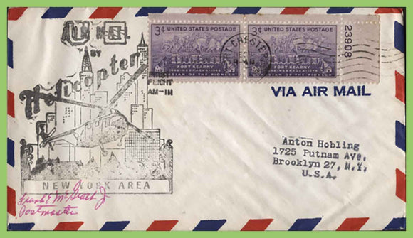 USA 1952 Helicopter Cachet, New York Area Flight Cover, AM111