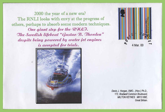 G.B. 2000 Lifeboat Trials start of Swedish style 'Water Jet Enjines', Commemorative cover