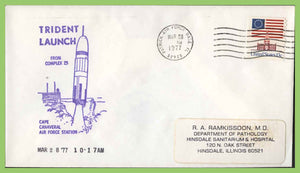 U.S.A. 1977 Trident Launch from Cape Canaveral, Complex 25, cachet cover