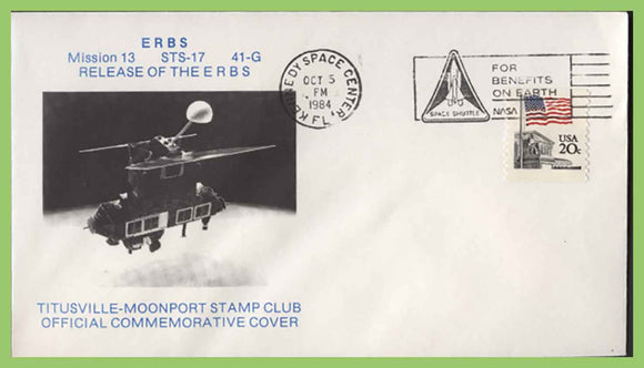 U.S.A. 1984 ERBS Mission 13 STS 41G Release commemorative cachet cover