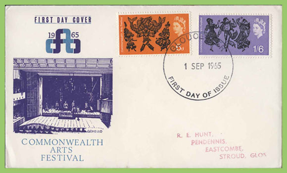 G.B. 1965 Commonwealth Arts Festival set First Day Cover, Gloucester