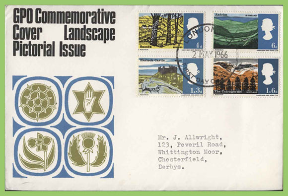 G.B. 1966 Landscapes set on GPO First Day Cover, London