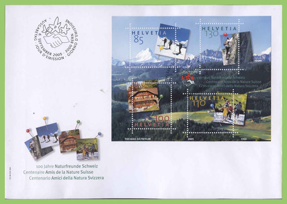 Switzerland 2005 Centenary of NaturFreunde Schweiz miniature sheet First Day Cover