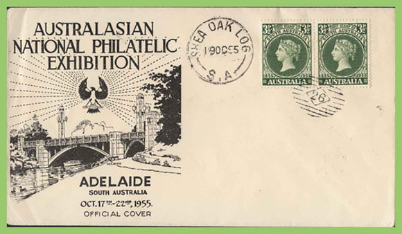 Australia 1955 S.A. Stamp Centenary Exhibition special cancel cover