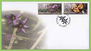 Cyprus 2002 0.14 and 0.21 Flowers ATM (Machine) label stamp First Day cover