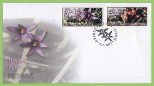 Cyprus 2002 0.14 and 0.21 Flowers ATM (Machine) label stamp First Day cover