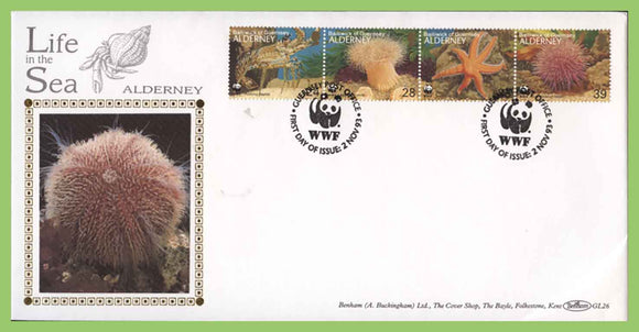 Alderney 1993 Sea Life set on First Day Cover