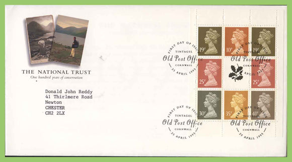 G.B. 1995 The National Trust Booklet pane on Post Office First Day Cover, Tintagel