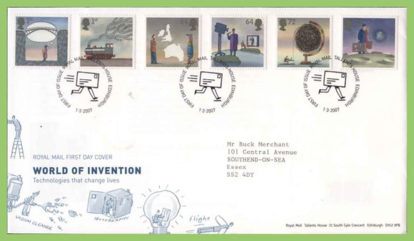 G.B. 2007 World of Invention set on Royal Mail First Day Cover, Tallents House