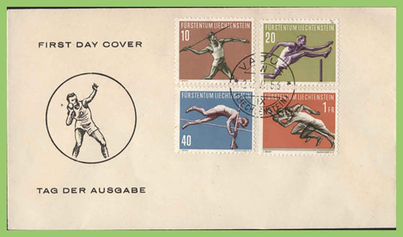 Liechtenstein 1956 Athletics/Sports set on neat First Day Cover