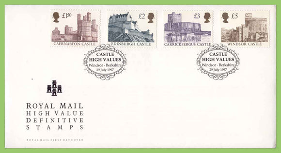 G.B. 1997 Castle High Value Definitives on u/a Royal Mail First Day Cover, Windsor