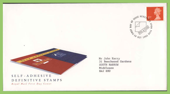 G.B. 1993 1st class NVI definitive on Royal Mail First Day Cover, Newcastle Upon Tyne