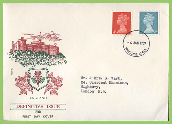 G.B. 1969 definitives on Philart First Day Cover, Windsor