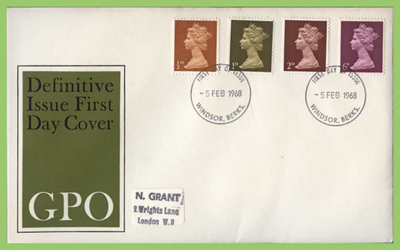G.B. 1968 ½d,1d, 2d &6d on GPO First Day Cover, Windsor